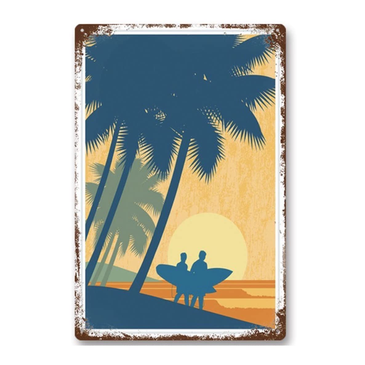 

ALOHAMONI American USA Tin Plate Vintage Metal License Beach West Surfboard 8 Sunset Sign, Plate, Plate, Resort, California, Coast, Hawaii, (Resort