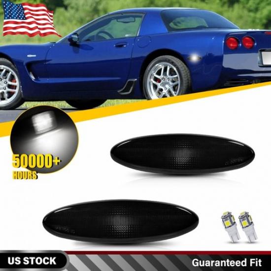 2PCS Smoked Rear Side Marker Light Housing For Chevrolet Corvette C5 1997-2004
