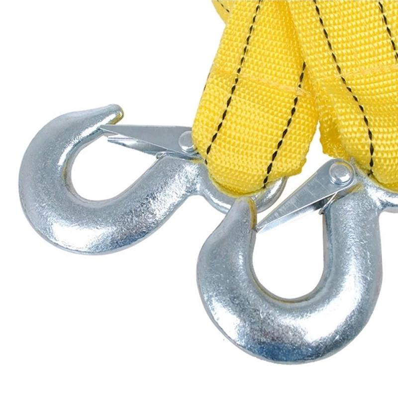 4M Heavy Duty 3 Ton Car Tow Cable Towing Pull-Rope Strap Hooks Van Road Recovery