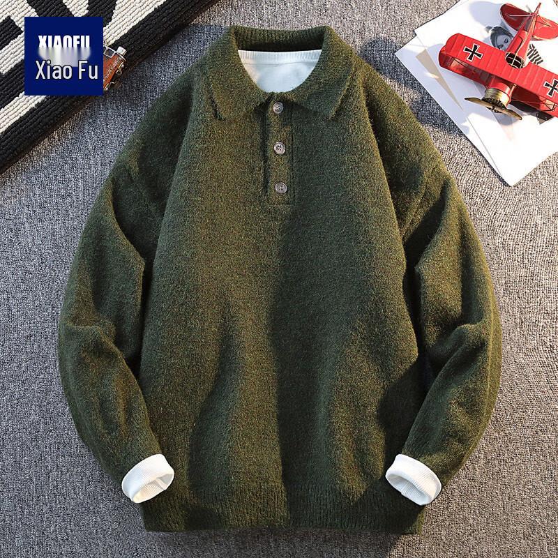 Men's Relaxed Fit Turn-down Collar Knit Sweater