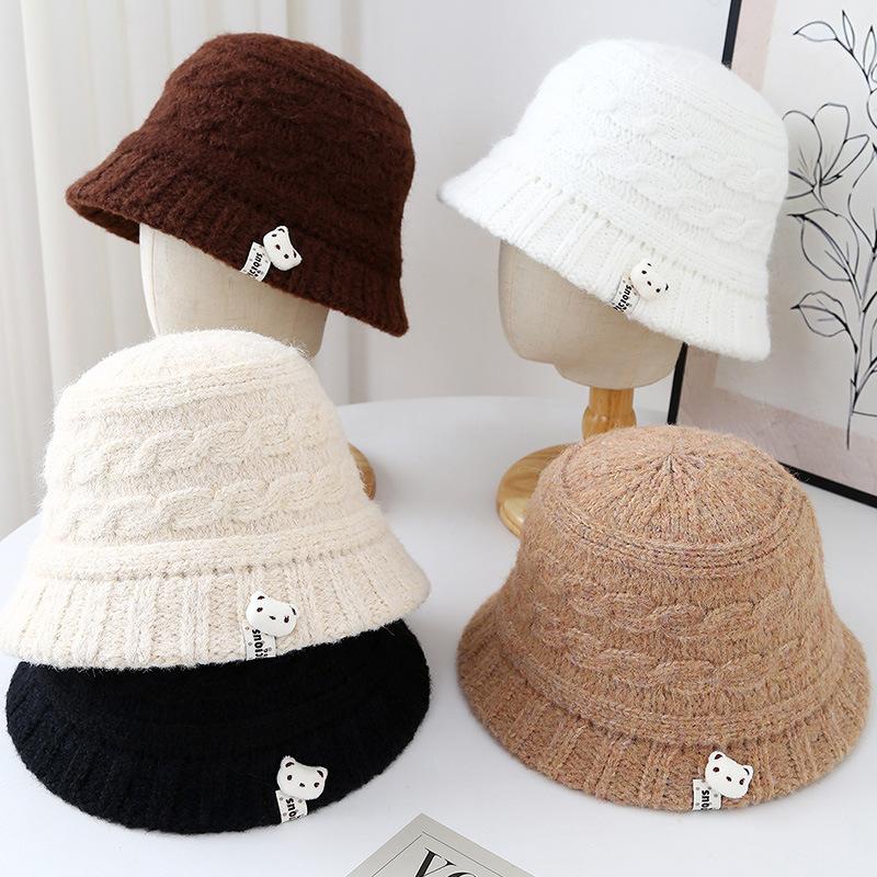 Autumn and winter dopamine plush knitted women's vacation leisure outdoor warm cold bucket hat personalized new basin hat