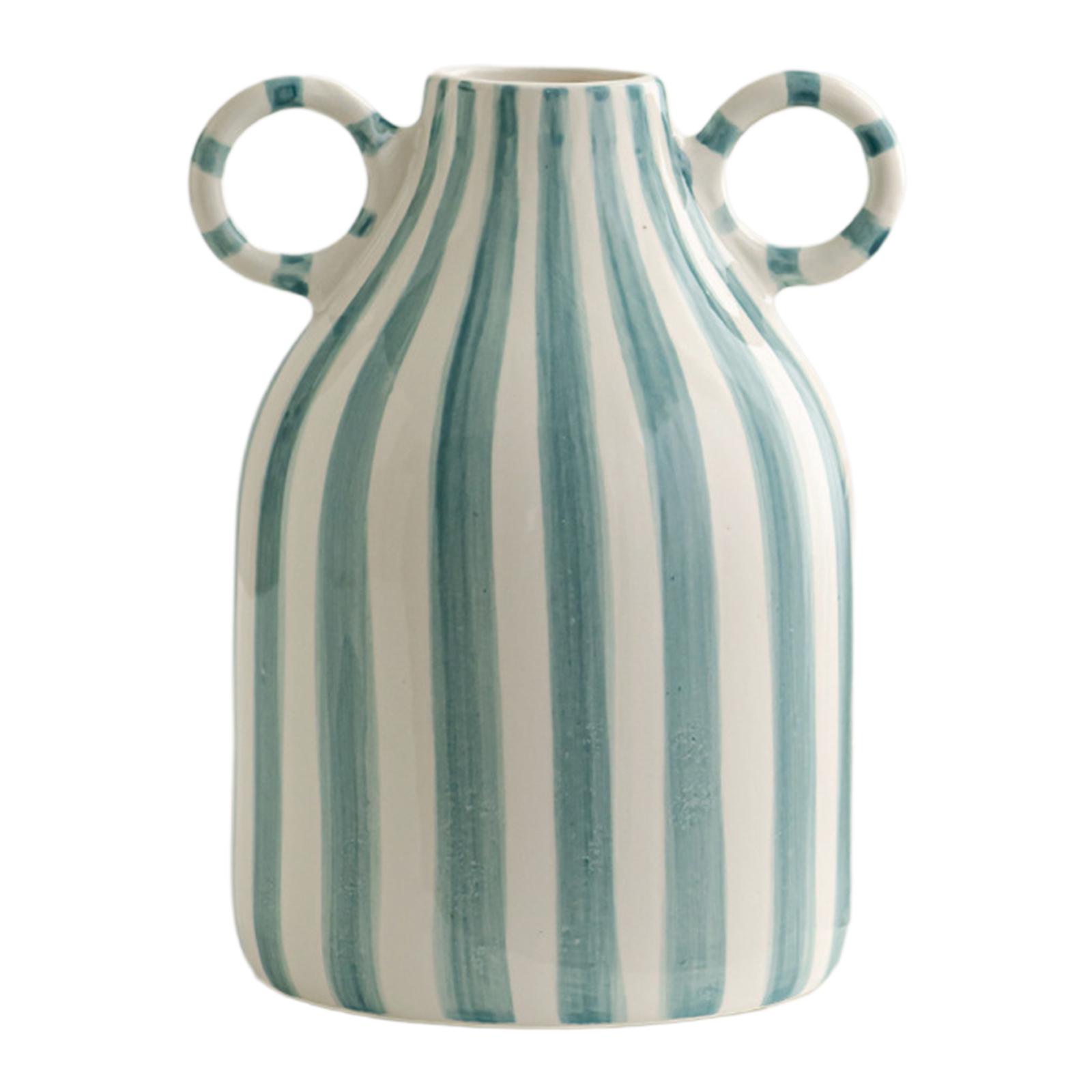 

Decorative Flower Vase Home Decoration with Handles Ceramic Vase with Handle for Centerpiece Desktop Cafe Entrance Fireplace синій