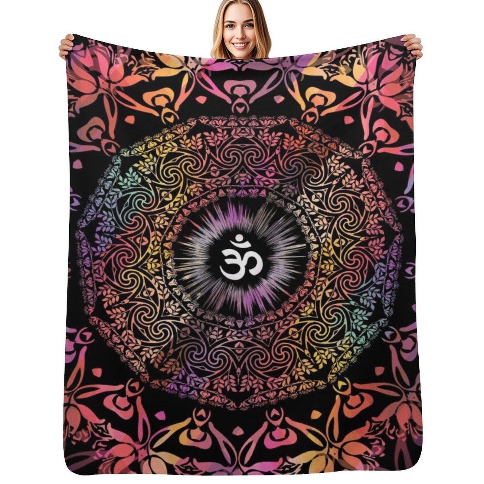 

Mandala Om Zen Yoga Hippie Meditation Mandala Throw Blanket Long Lasting Soft Plush Blanket for Daily Use 102x76cm(40x30in)
