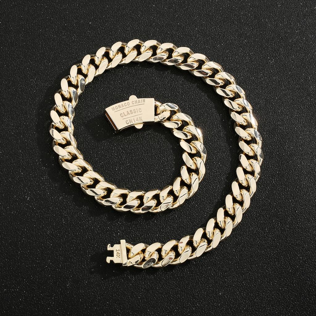 Hip Hop Jewelry Cable Chain Necklace 14K Gold Plated Geometric Brass Zircon Cuban Chain Link Necklace for Gift