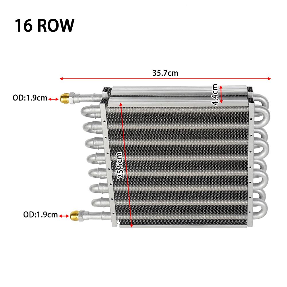 10 Row/16 Row Oil Cooler Kit, Universal Aluminum Remote Transmission Engine Cooler Auto-Manual Radiator Converter Kit