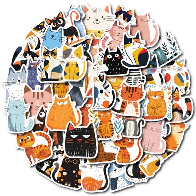 Boutique 50 Cartoon Katze Wasserdichte Aufkleber DIY Kühlschrank Laptop Handkonto Computer Wasserbecher Koffer Dekoration