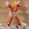 Home Party Decor Ornaments Xmas Christmas Decoration Wooden Sled Wooden Skiing Christmas Pendants
