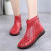 Botines de Cuero Genuino para Mujer Calados de Talla Grande Primavera Verano Nuevos Suela Blanda Antideslizante Caña Alta Cremallera Suela Plana Bota Fresca