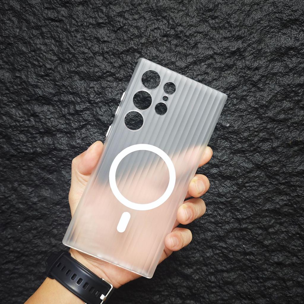 S25ultra Skin Feeling Magnetic Suction Suitable for Samsung S24 Ultra Mobile Phone Case PC Corrugated S23 Hard Shell Simple New