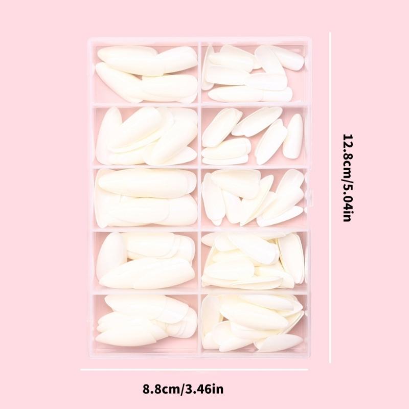 120 Pcs Press On Nails Solid Color False Nails Almond Full Cover Stick On Nails Artificial Nails Manicures Supplies