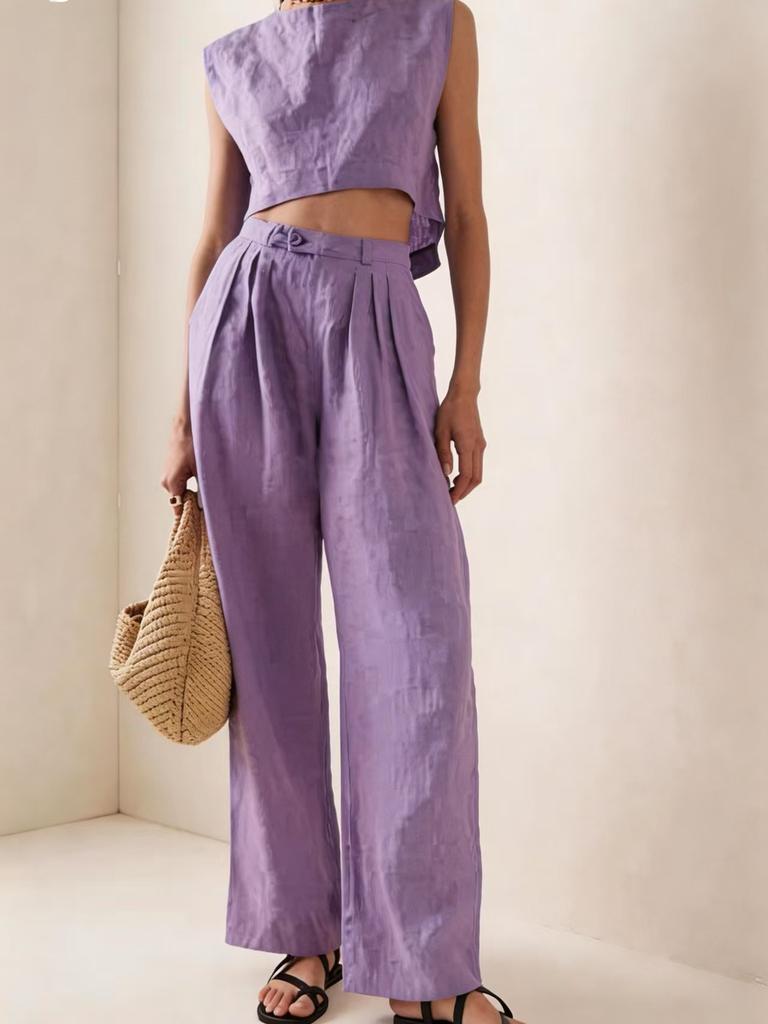 New Women's Summer Breathable Comfortable Crew Neck Loose Casual Set