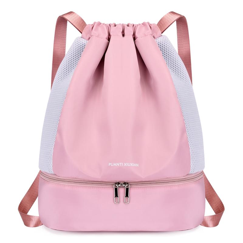 Lightweight Durable Oxford Drawstring Backpack Casual Fitness Gym Bag with Shoes Compartment Fashionable School Sports Bag