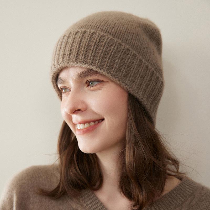 Women s 100% Cashmere Knit Hat - Retro, Solid Color, Warm Ear Protection One Size