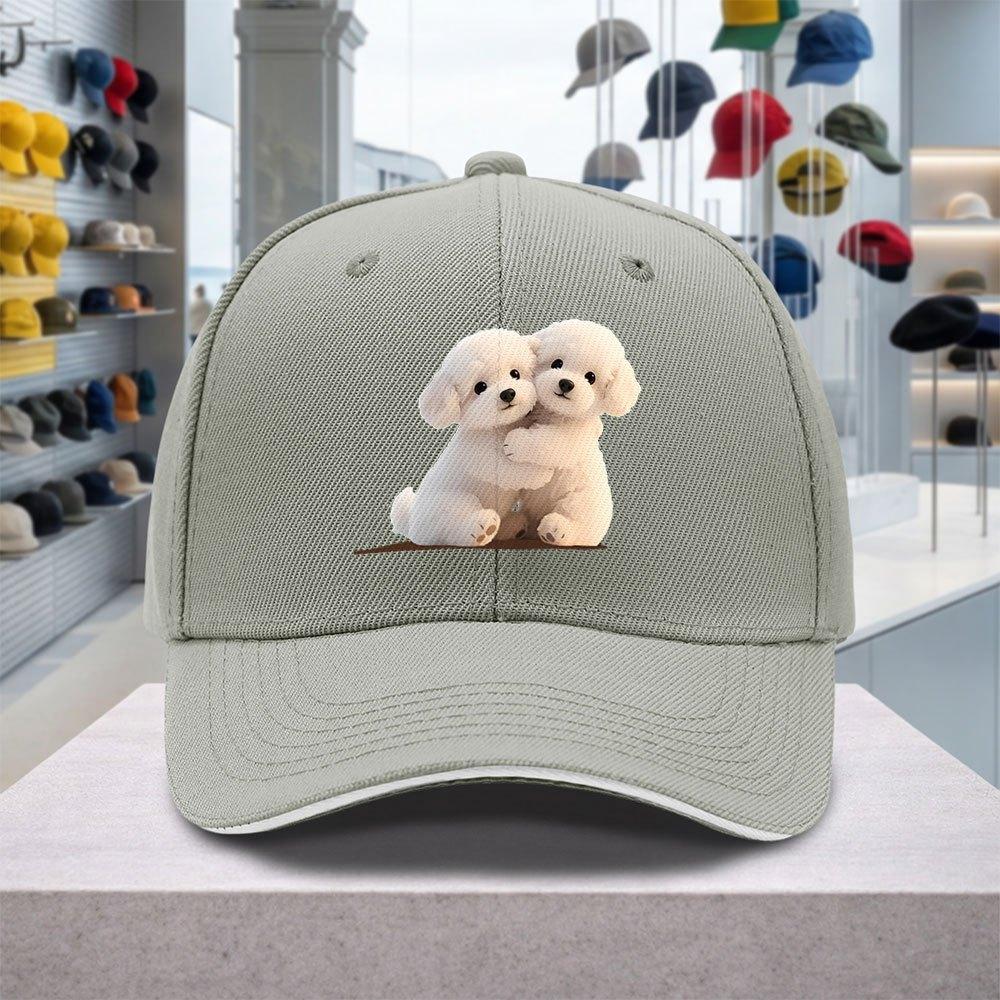 Bichon Frise Hug Pattern Adjustable Baseball Cap for Weddings Parties Festivals Bachelorette Multiple Colors