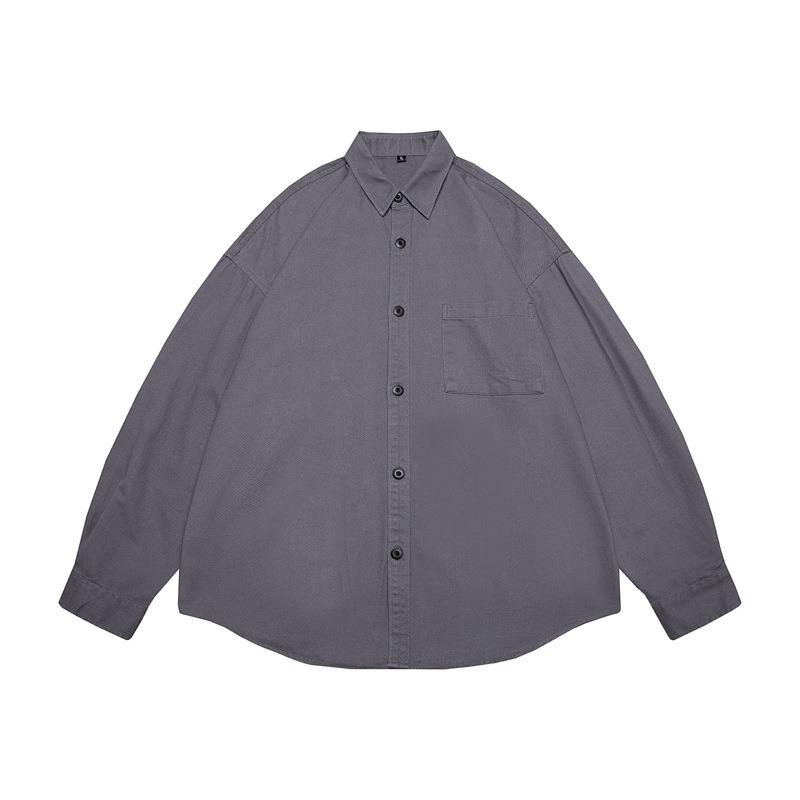 

Long-sleeved Shirt Men s Spring Japanese Retro Workwear Jacket Trendy Casual L серый