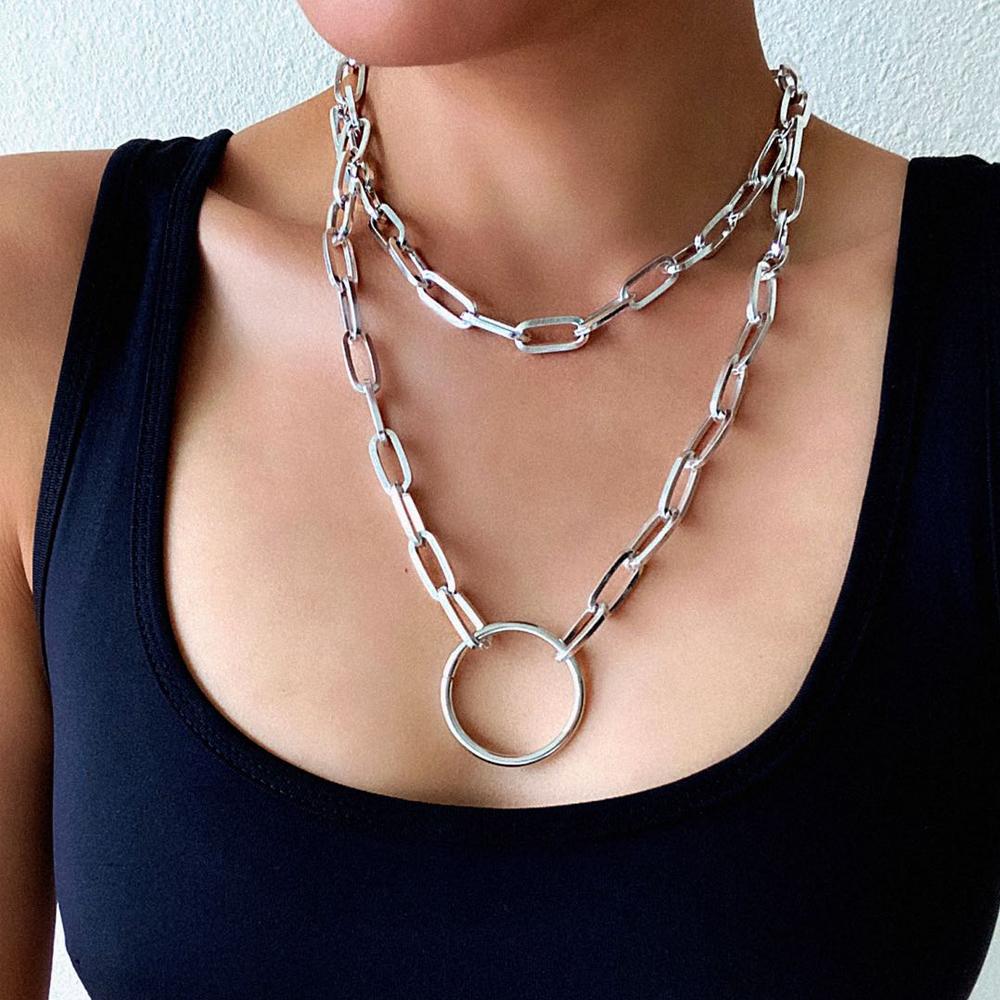Trendy Link Chain Necklaces For Women Men Chunky Thick Choker Jewelry On The Neck Fashion Female Egirl Eboy Grung  Accessories
