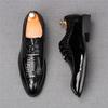 Designer New Men's Crocodile Pattern Patent Leather Oxford Shoes Male Causal Flats Homecoming Wedding Dress Footwear