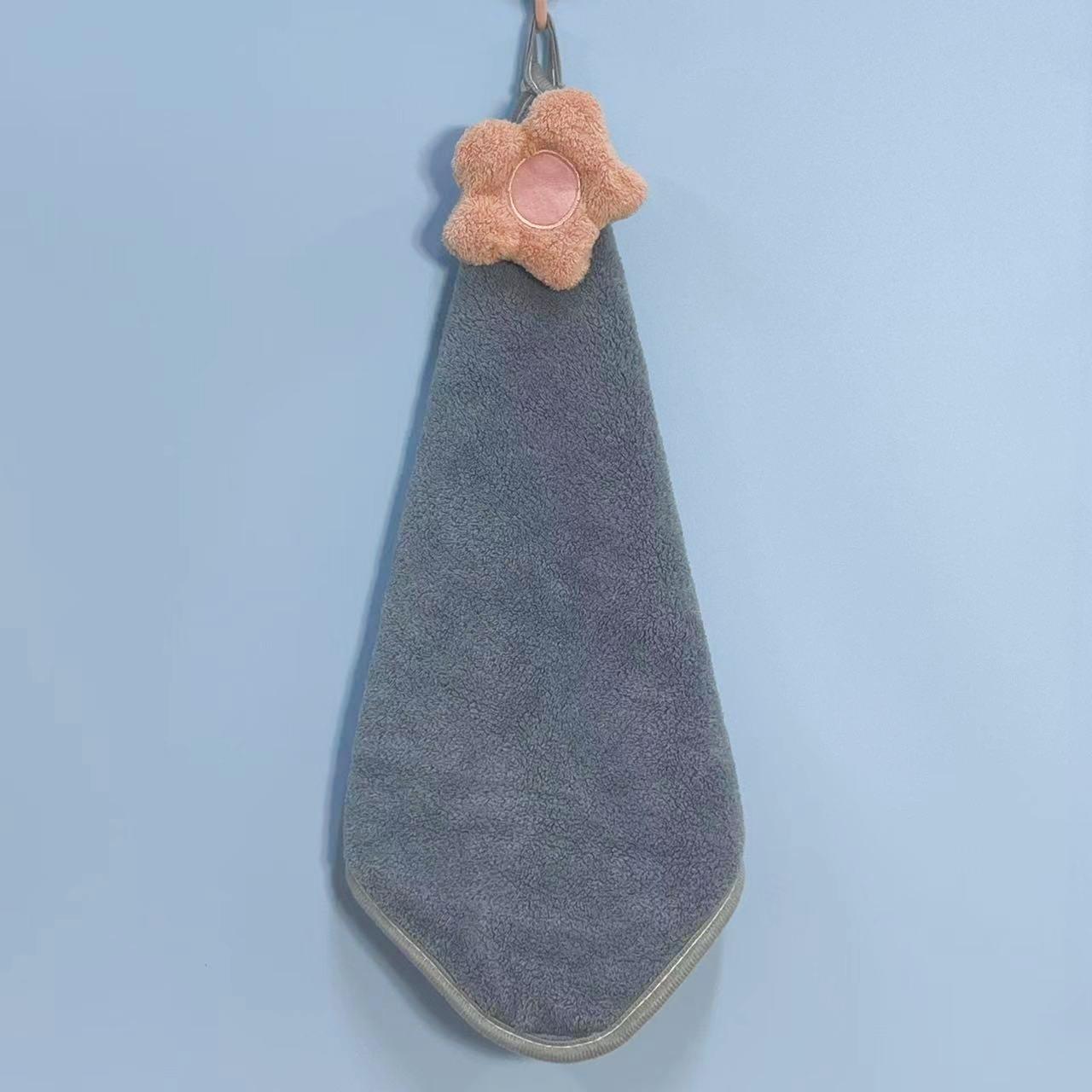 

Kitchen Cute Absorbent Household Hangable Bathroom Thickened Hand Towel серый