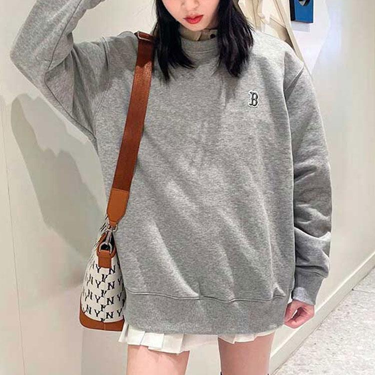 MLB Boston Red Sox Solid Logo Printed Sports Crewneck Sweatshirt Unisex sweatshirt Gray 3AMTB0131-43MGS