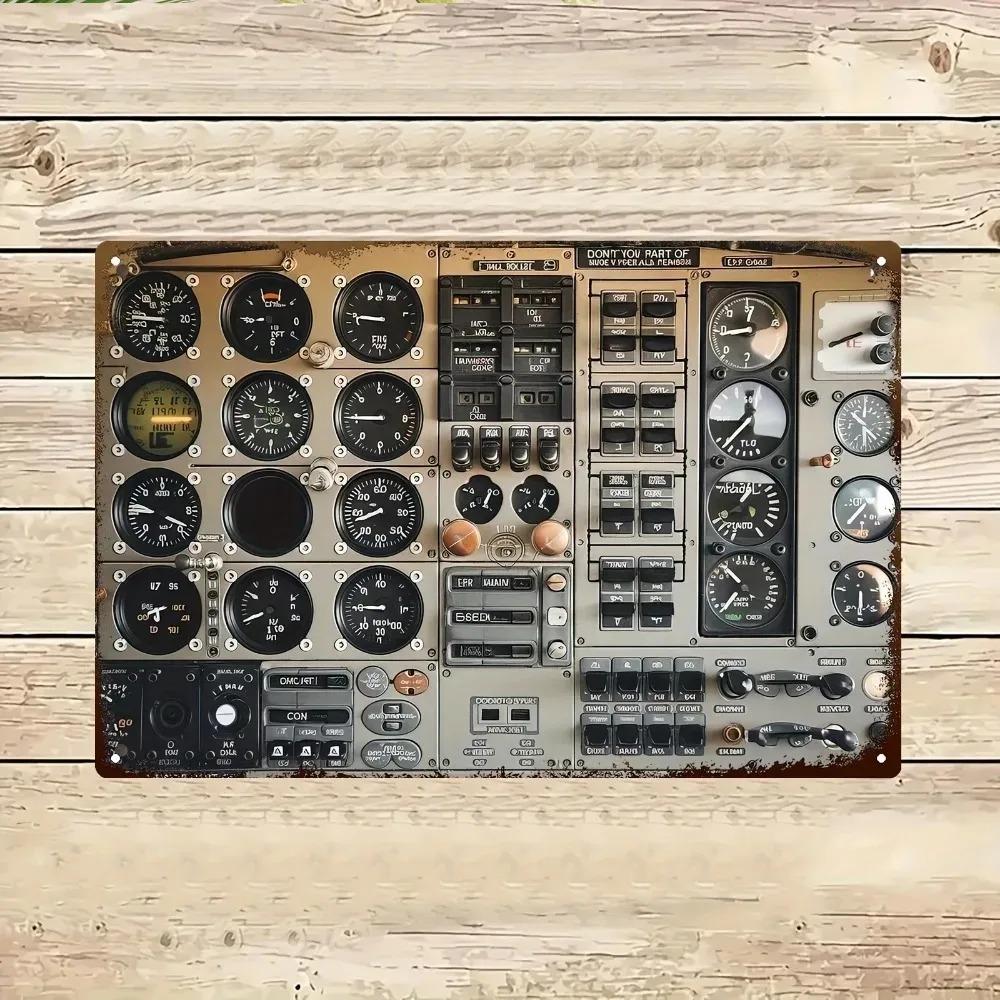 Vintage Metal Aircraft Cockpit Panel 8x12 Inch Aviation Gauge Board Dashboard Replica