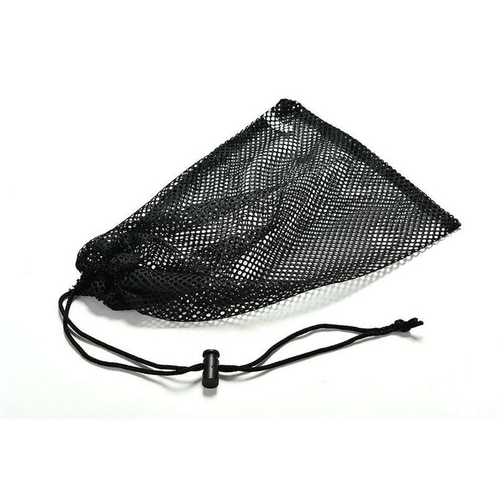 5 Stück Schwarze Netzbeutel mit Kordelzug für die Aufbewahrung von Tennis- und Golfbällen 35x25cm