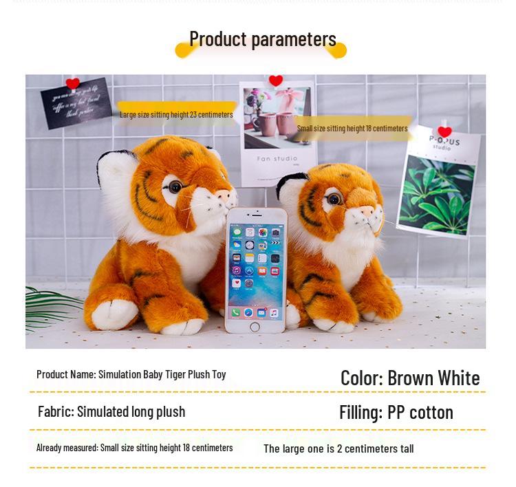 Large Plush Simulation Tiger Pillow for Children – Little Tiger Doll Zoo Gift