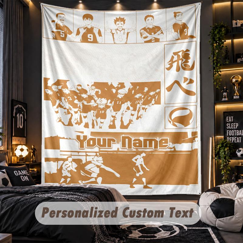 Personalized Wall Tapestry,Haikyuu Custom Printed Name, Fabric Wall Art For Indoor Room Backdrop
