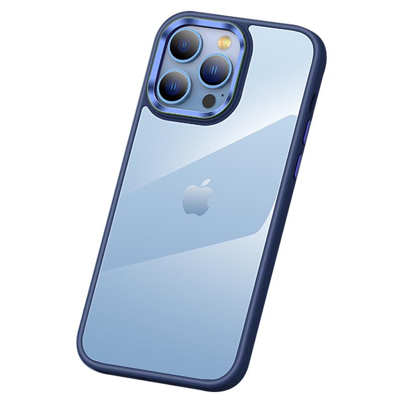 Anti-Scratch Phone Case for iPhone 15 Pro Max Slim Clear PC+TPU Phone Shell with Metal Lens Frame