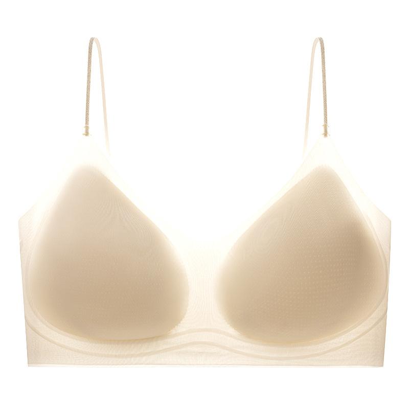Beige Ultra Thin Seamless Wireless Bra with Thin Shimmer Straps S дубильная кора
