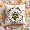 Cushion Cover Bee Botanical Plush Fabric Soft Double-Sided Printed Sofa Warm Winter Home Gift Pillow Case