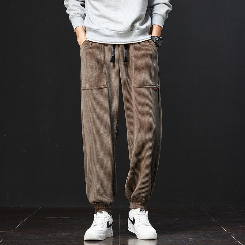 Men's Corduroy Joggers: Trendy, Loose-Fit, Plus-Size, for Spring, Autumn, and Winter
