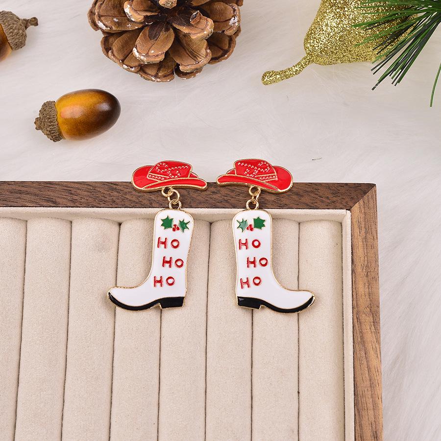 Cartoon Cowboy Hat & Boots Earrings - Festive & Cute Holiday Party Jewelry