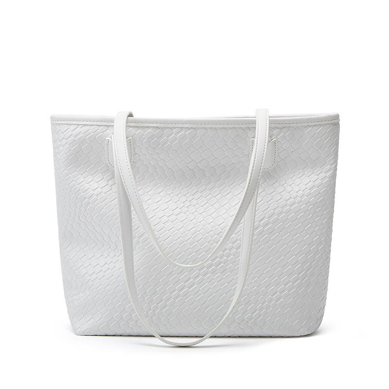 Fashionable and Casual Large-capacity Commuter Hand-held Shoulder Bag Simple Woven Tote Bag