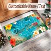 Rose Floral Theme Soft Crystal Velvet Rug Custom Name & Text Print Non Slip Floor Rug for Bedroom Living Room