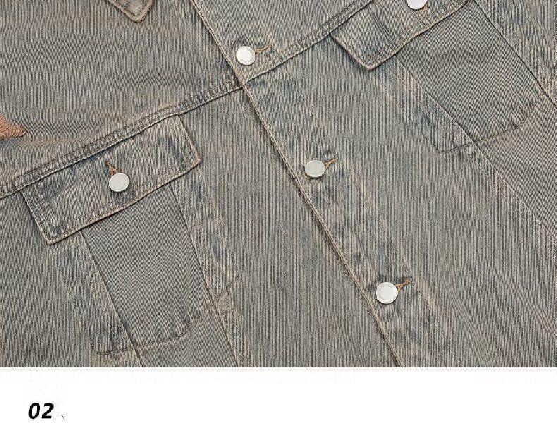 Unisex Street Rapper Retro Denim Jacket - Loose Fit, Plus Size, Spring/Autumn Hong Kong Style