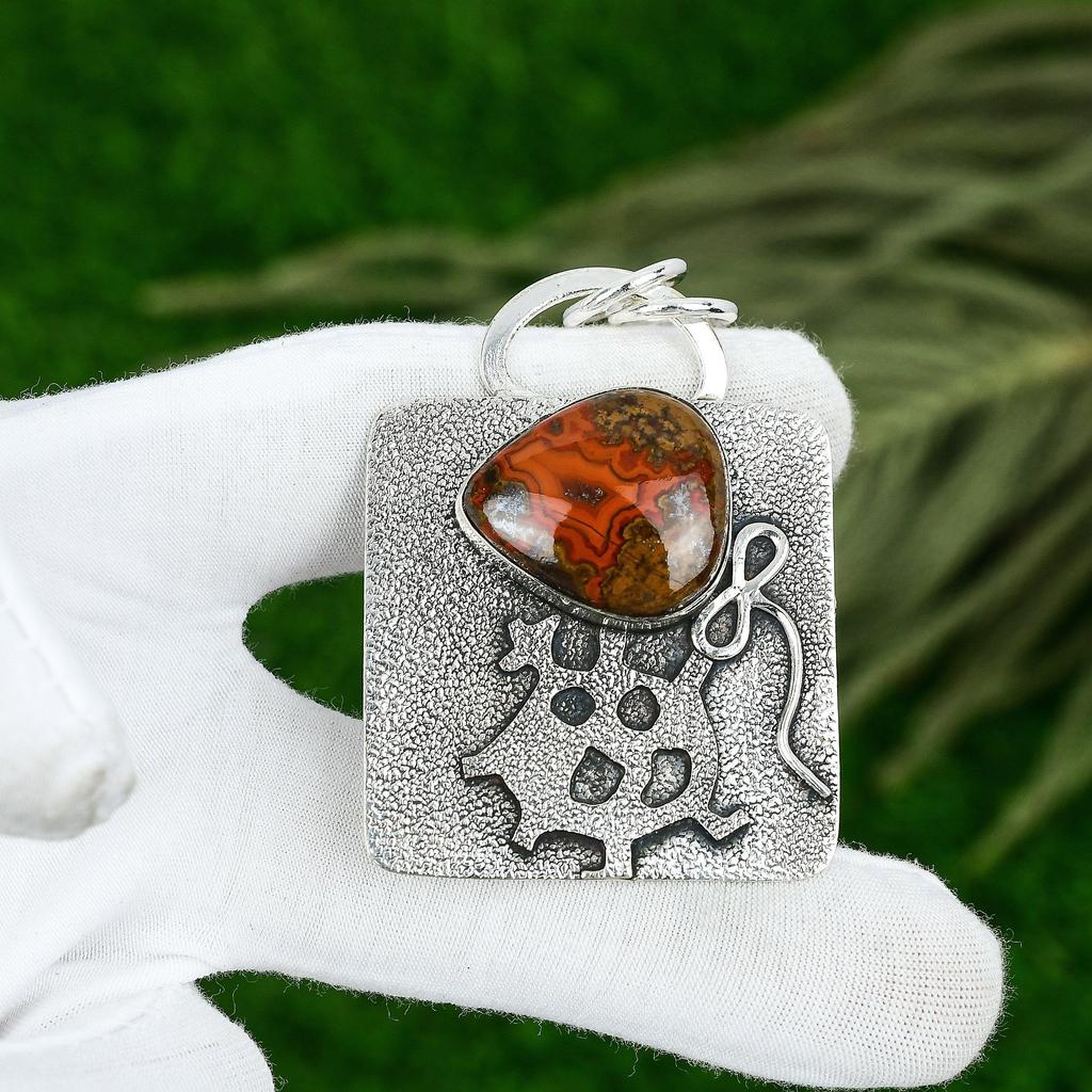 Sisters Day Deal Natural Seame Agate Daughter Pendant Jewelry Sterling Silver