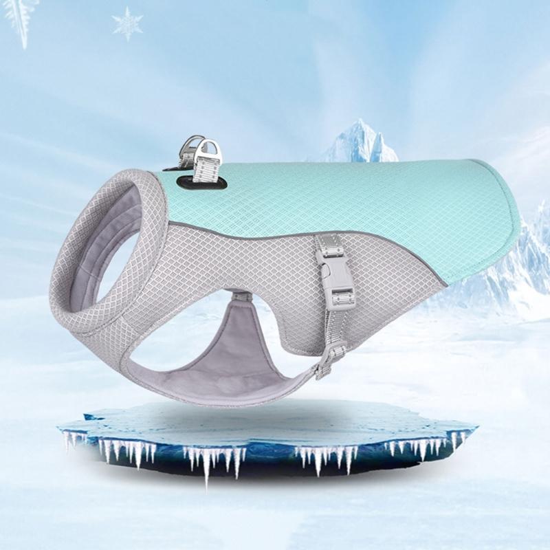 Pet Dog Cooling Vest Harness Dog Summer Clothes Harness Adjustable Dog Reflective Quick-Dry Mesh Vest for UV-Protections