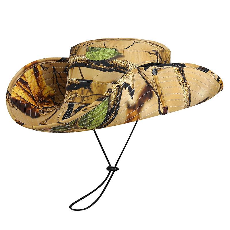 Northwood Leaf Camouflage Bucket Hats Outdoor Mountaineering Withered Wood Jungle Hat Sunscreen Sunshade Large Eaves Breathable Fishing Hats