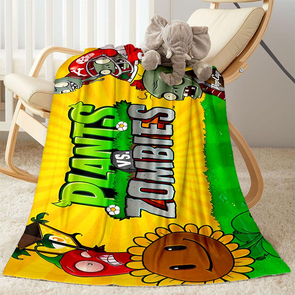 Plants Vs Zombies Adventure Flannel Blanket-Soft and Suitable for Sofas,Beds,Offices,Travel,All Seasons,Great Gift for Holidays and Birthdays.
