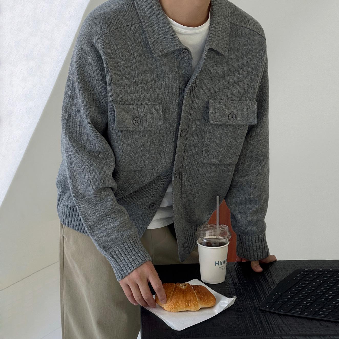 Мужской легкий вязаный кардиган-жакет BJ - Осенне-зимний свободный корейский стиль для офиса 2XL серый 4900₽