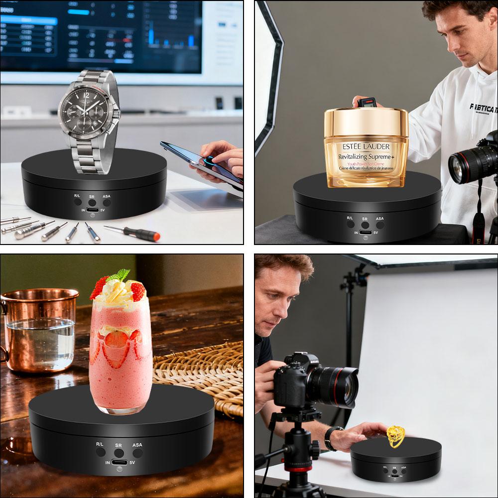 Motorised Rotating Mirror Display Stand,360 Degree Turntable, Jewellery Holder,USB Power Supply, Rotating Shooting, Three Speeds
