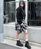WEGO Irregular Hem Mini Checkered Korean Size Black Women's Flannel-Like Skirt, Skirt, Fall/Winter Outfit, Streetwear, Casual, Style, Gift, F,