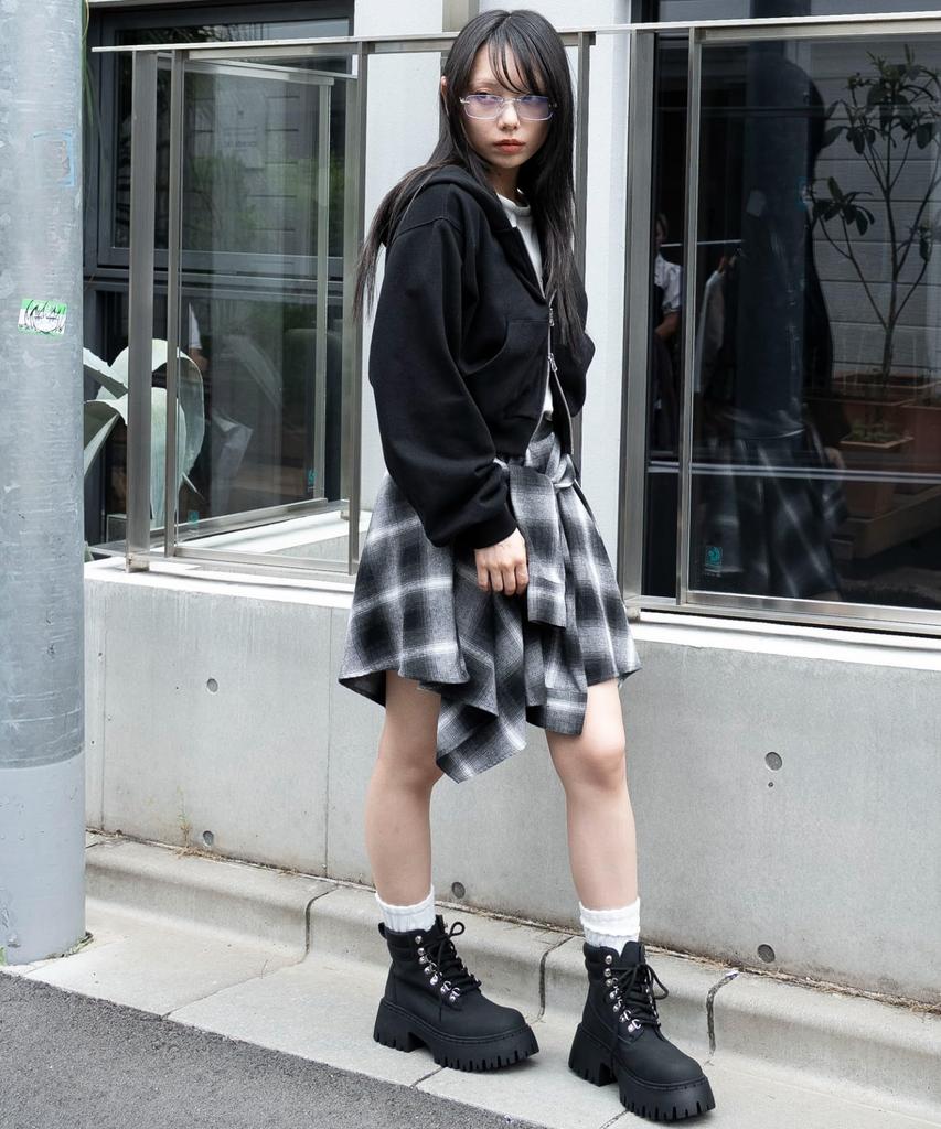 WEGO Irregular Hem Mini Checkered Korean Size Black Women's Flannel-Like Skirt, Skirt, Fall/Winter Outfit, Streetwear, Casual, Style, Gift, F,