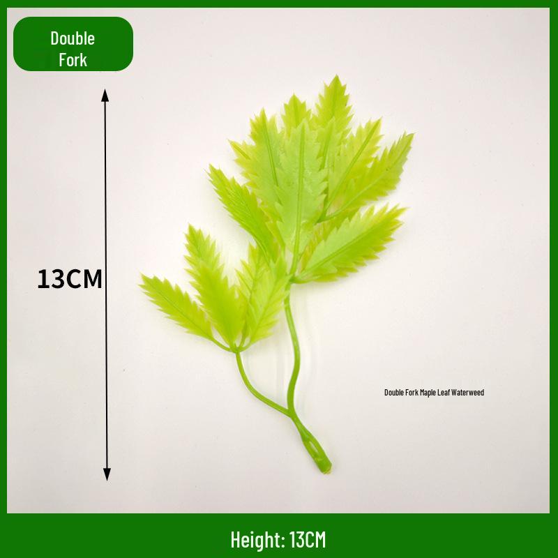 Bifurcate Maple Leaf Aquatic Plant Plastic Decor: Green Simulation Grass, Flower, and Leaves for Cake and Hotel Decoration.