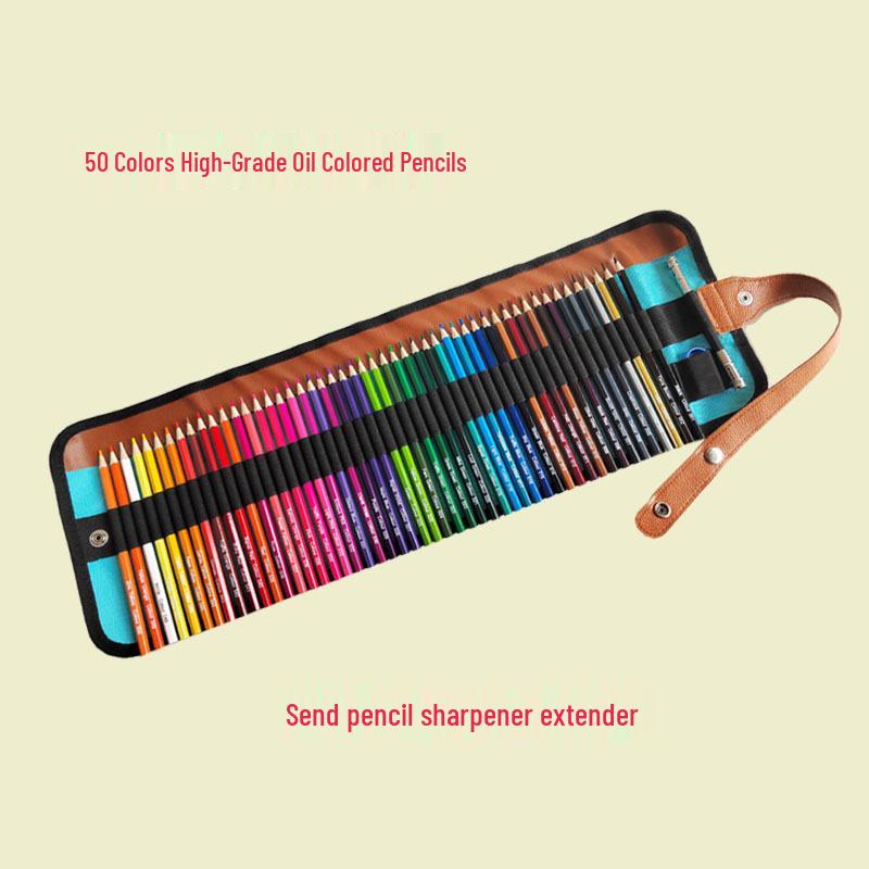 50-Color Hexagonal Water-Soluble Colored Pencil Set for Students & Adults 2B