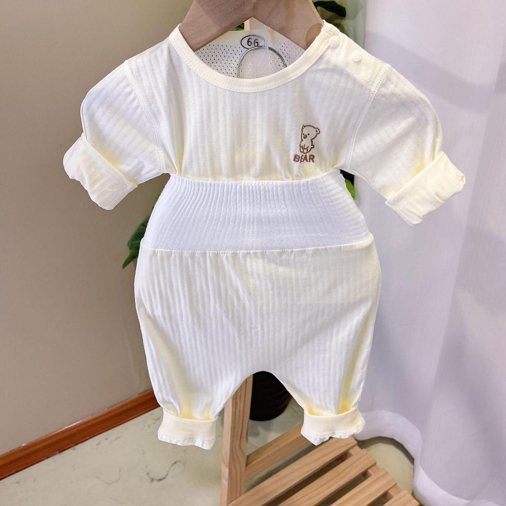 Baby Summer Airy Cotton Clothing Set: Ultra-Thin High-Waisted Diaper Cover and Breathable Home Wear for Infants.