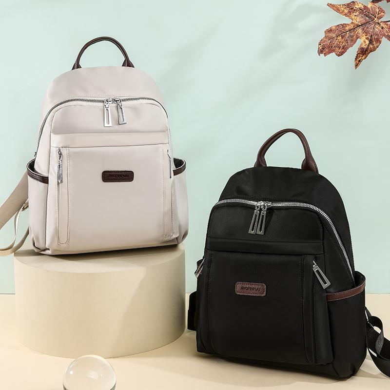 Solid Color Backpack Women's Large Capacity Lightweight Backpack Student Schoolbag