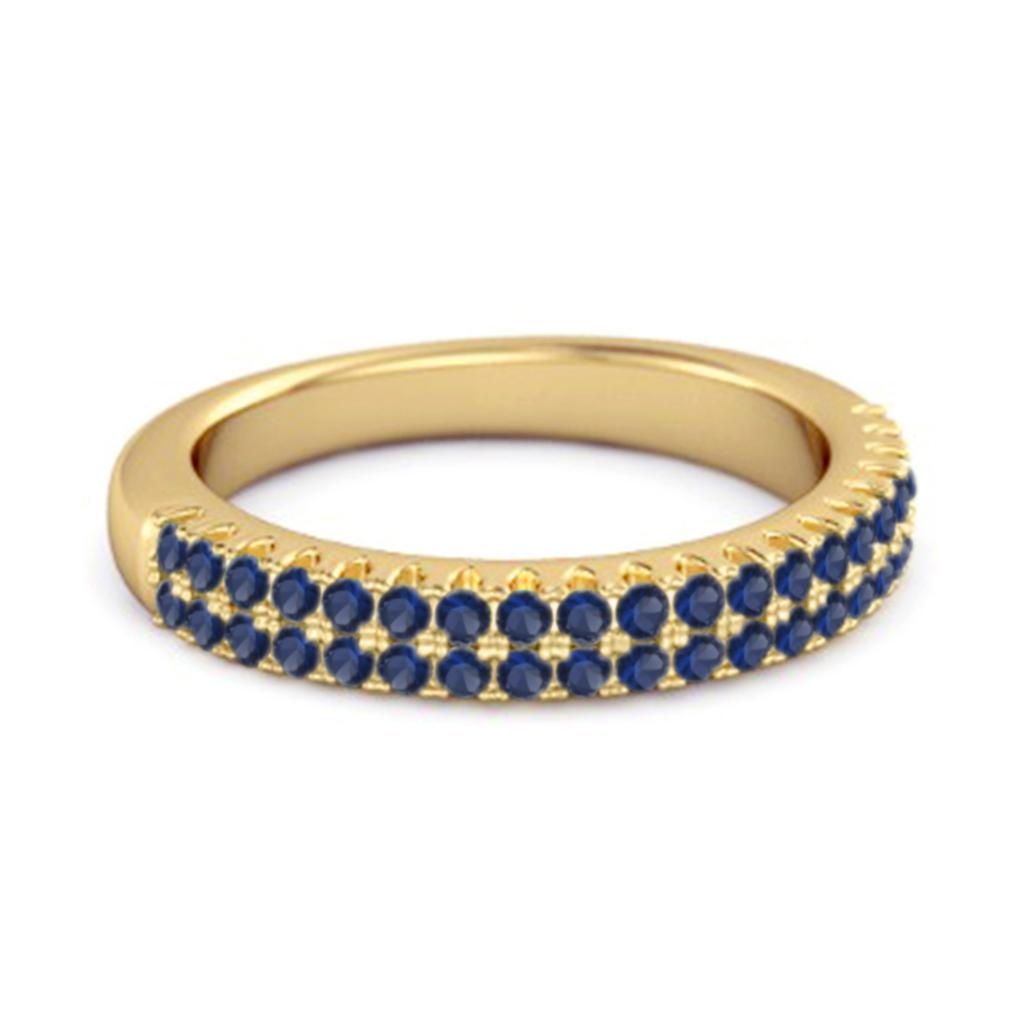 Blue Sapphire Double Row Eternity Band Ring - 925 Sterling Silver Gold Vermeil