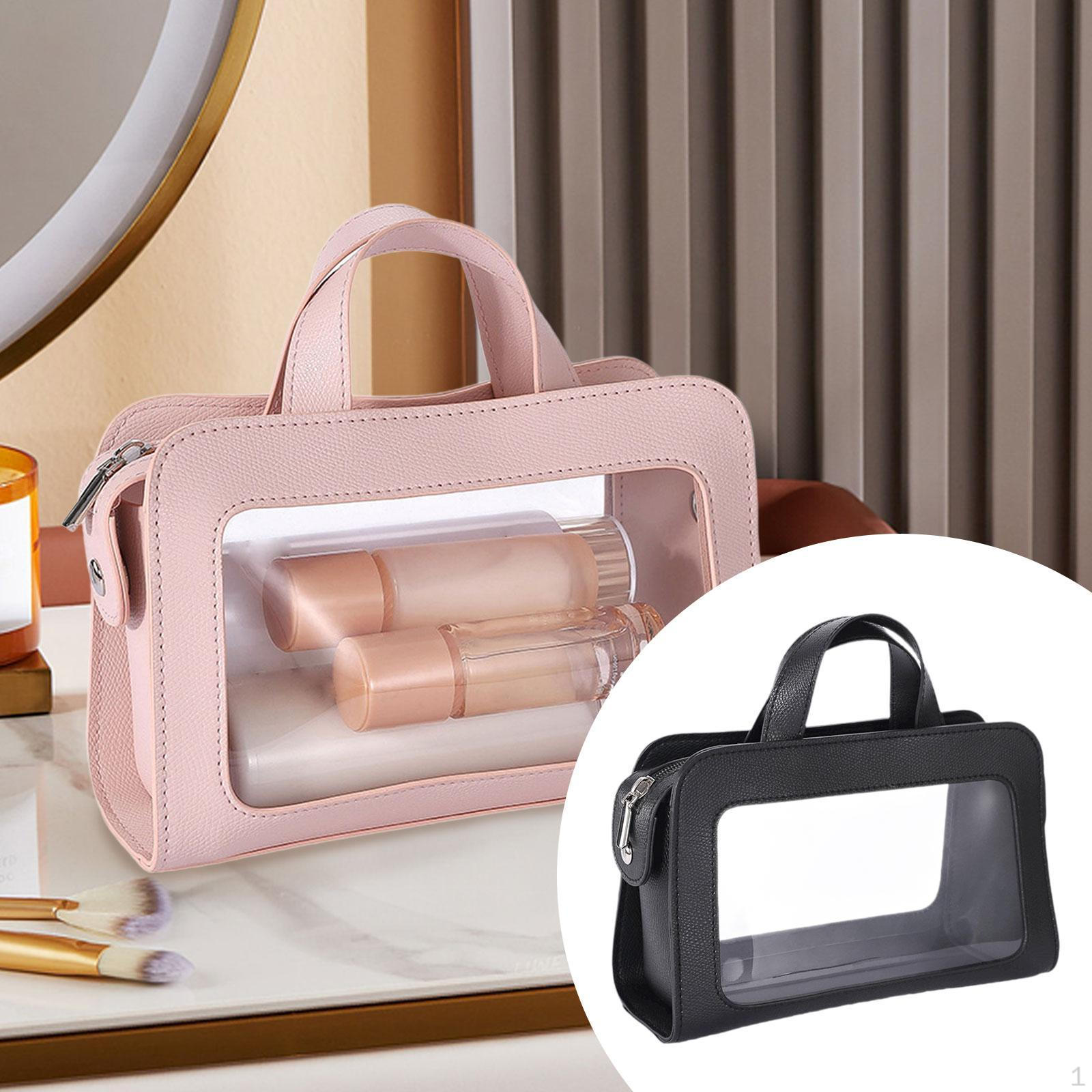 

Косметичка с ручкой, водонепроницаемая застежка-молния, органайзер для туалетных принадлежностей для путешествий, для женщин чёрный