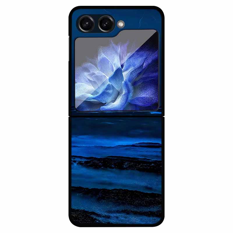

For Samsung Z Flip 5 Cover Hard PC Fold Case For Funda Samsung Galaxy Z Flip5 Foldable Flowers Black Coque Phone Shield Bumper Z Flip 5